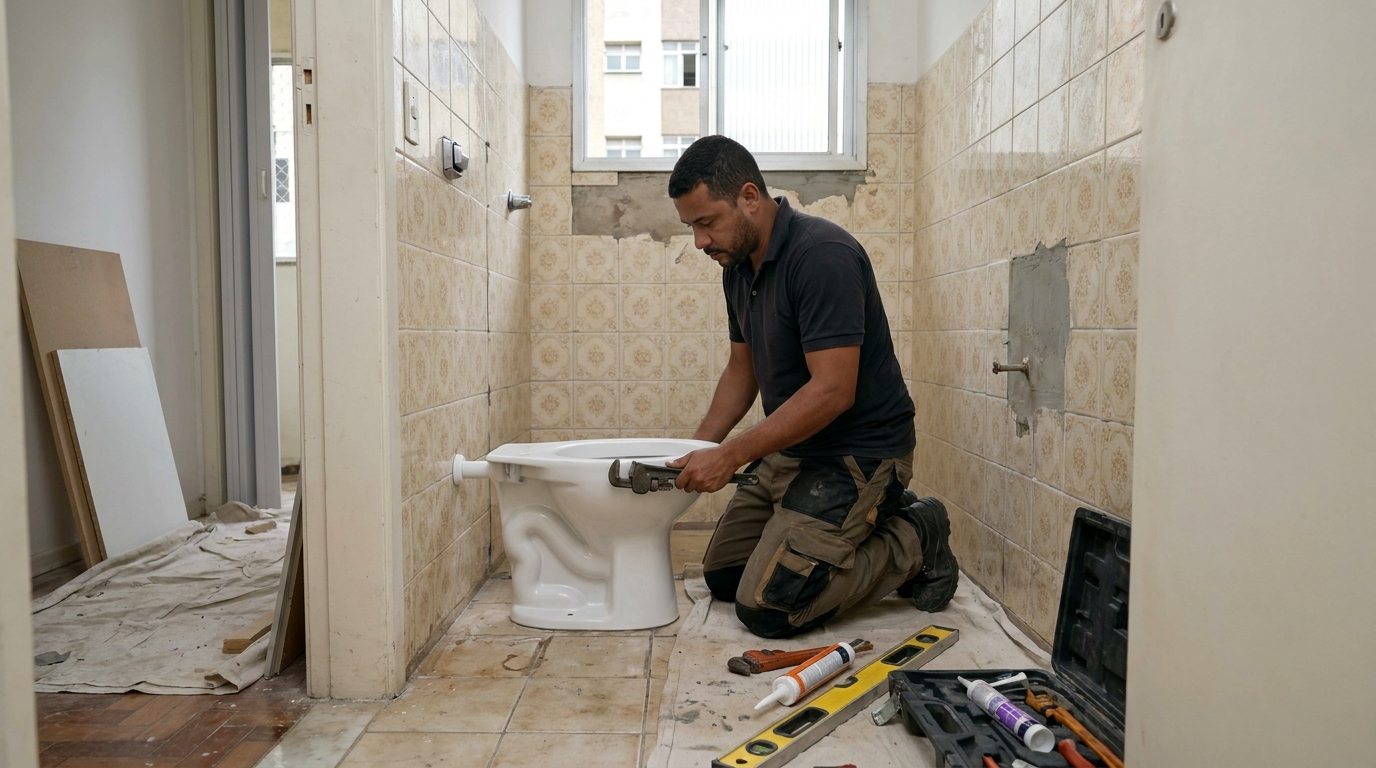 Instalação de vaso sanitário profissional em Atibaia‑SP