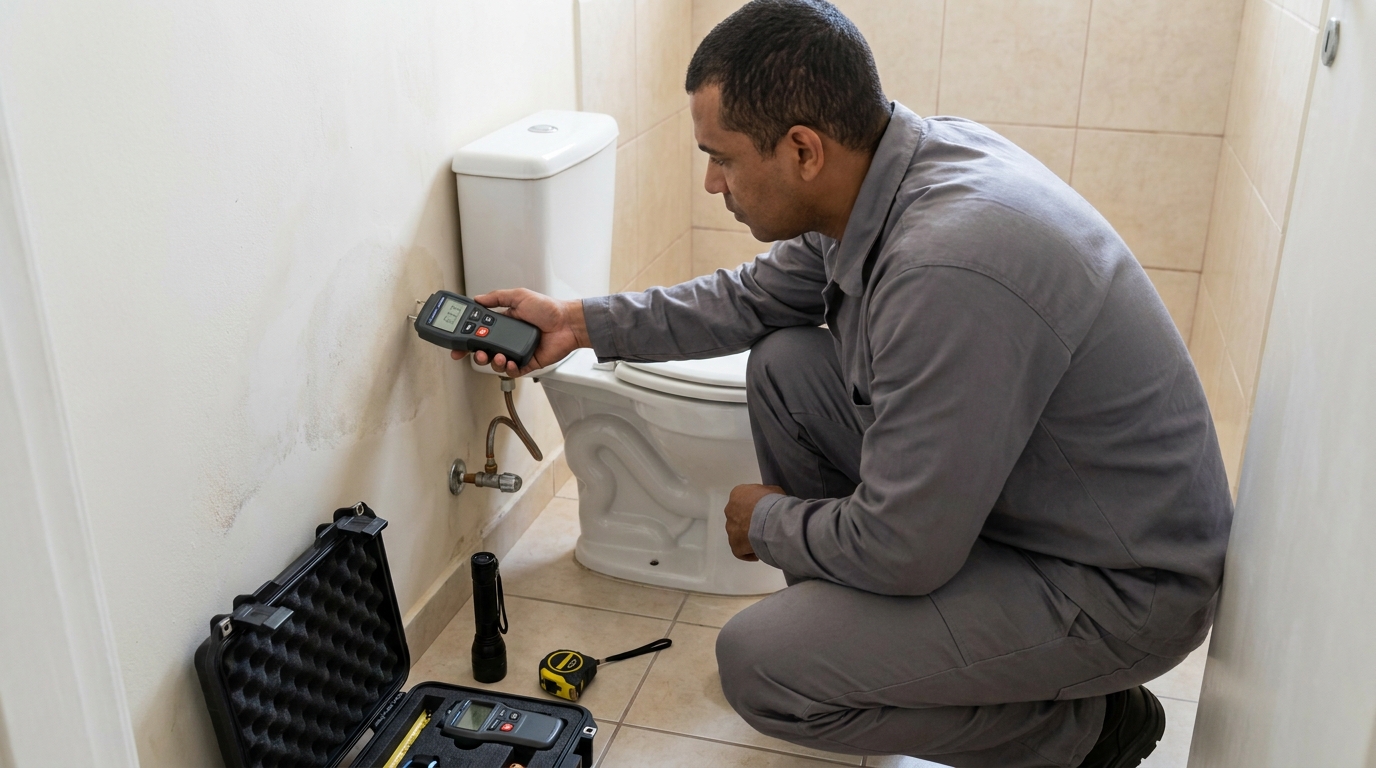 Técnico de caça vazamento em residência em Atibaia‑SP